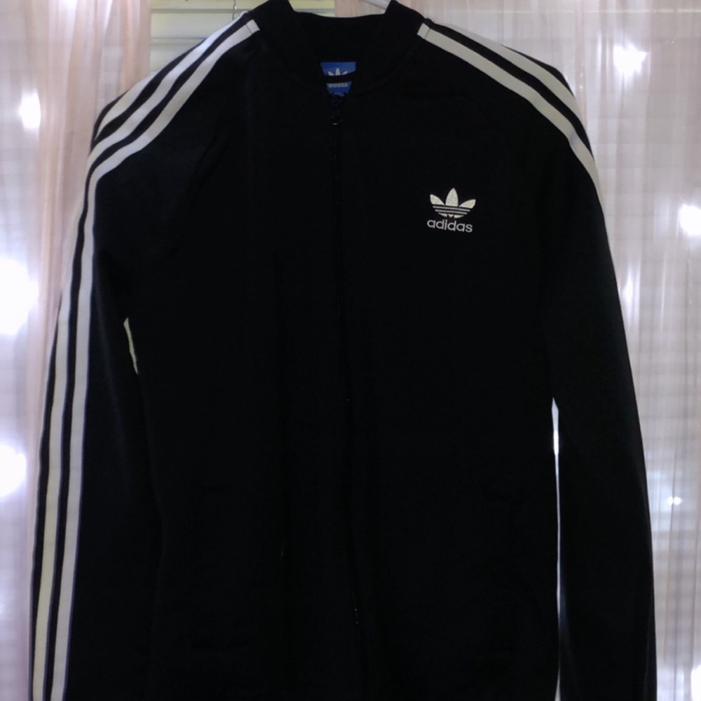 Black zip up Adidas track jacket